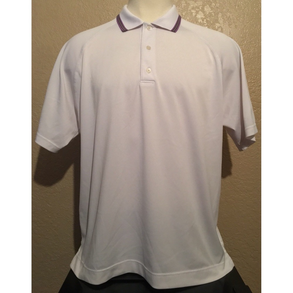 Footjoy FJ Men's Size Large White Collar Trim Short Sleeve Golf Polo Shirt L